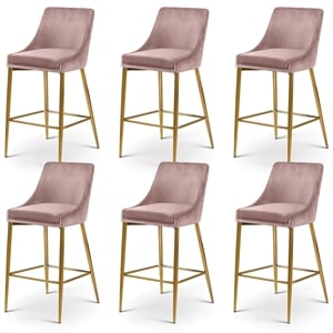 Meridian Furniture Karina Pink Velvet Stool (Set of 6)
