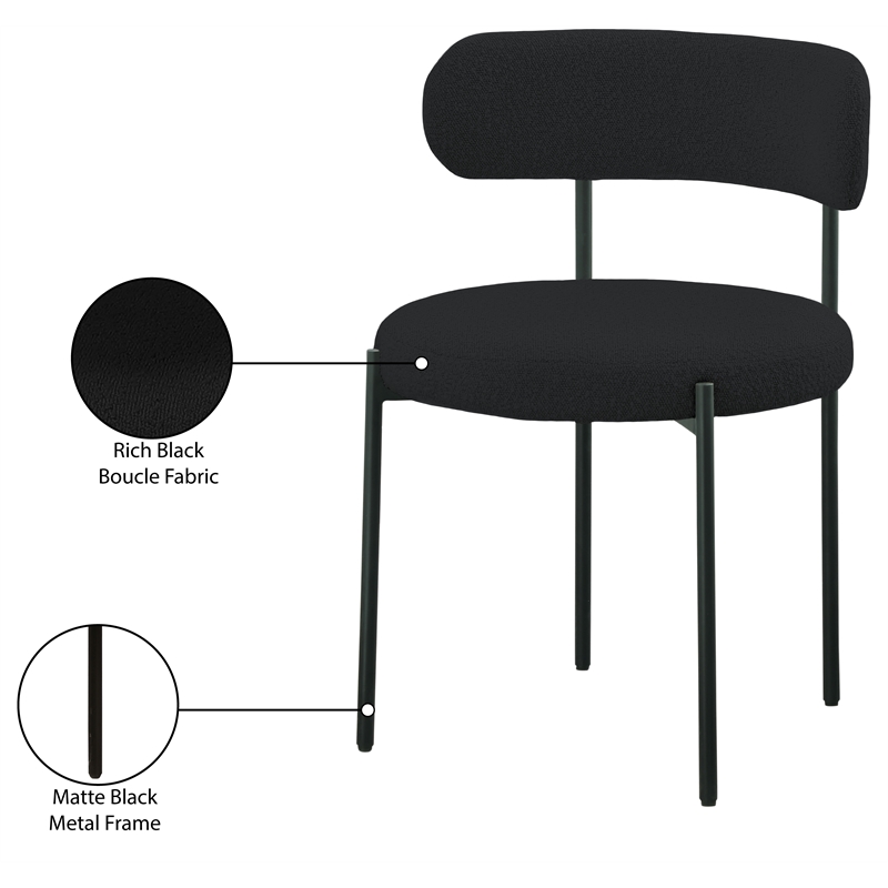 Meridian Furniture Beacon Black Boucle Fabric Dining Chair (Set of 4)