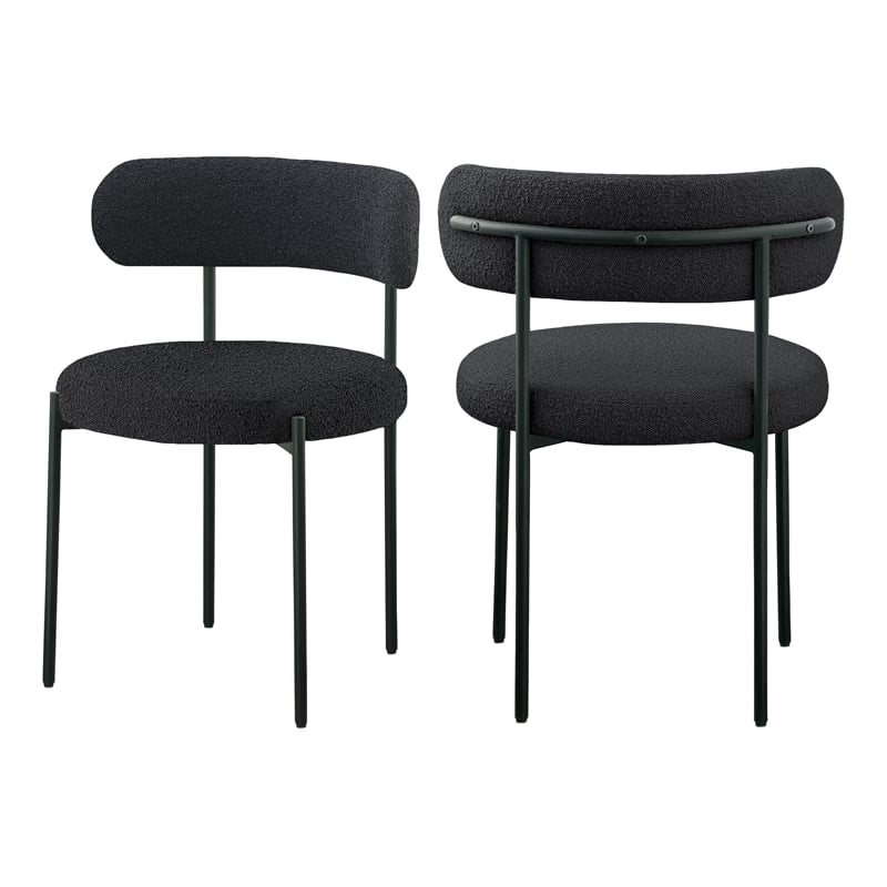 Meridian Furniture Beacon Black Boucle Fabric Dining Chair (Set of 6)