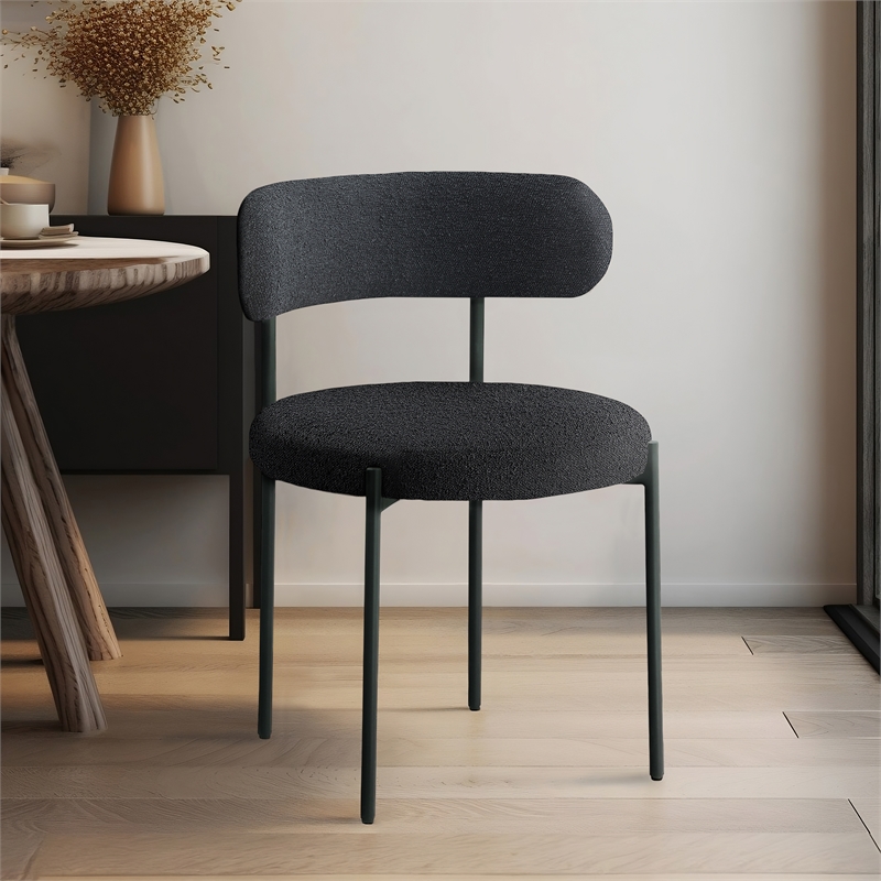 Meridian Furniture Beacon Black Boucle Fabric Dining Chair (Set of 6)