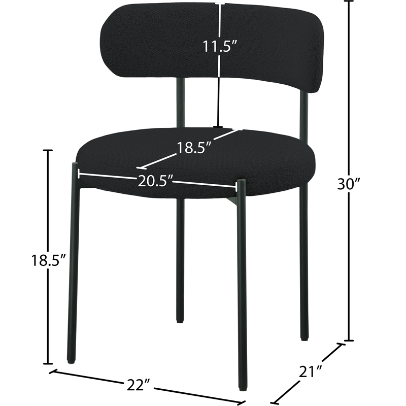 Meridian Furniture Beacon Black Boucle Fabric Dining Chair (Set of 6)