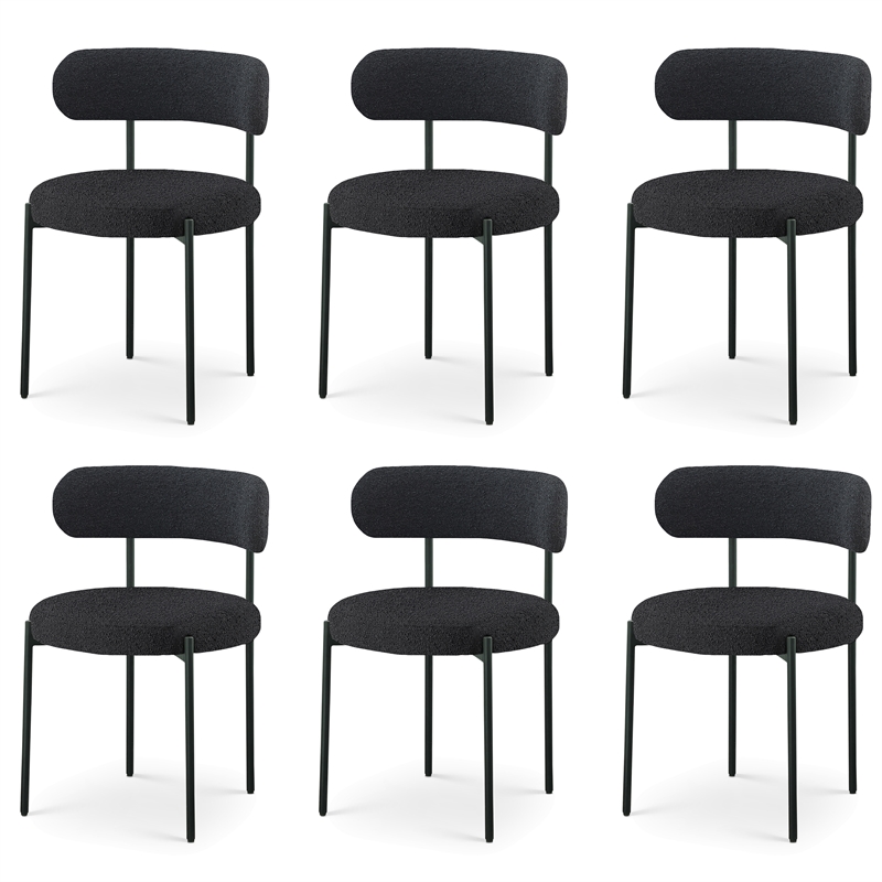 Meridian Furniture Beacon Black Boucle Fabric Dining Chair (Set of 6)