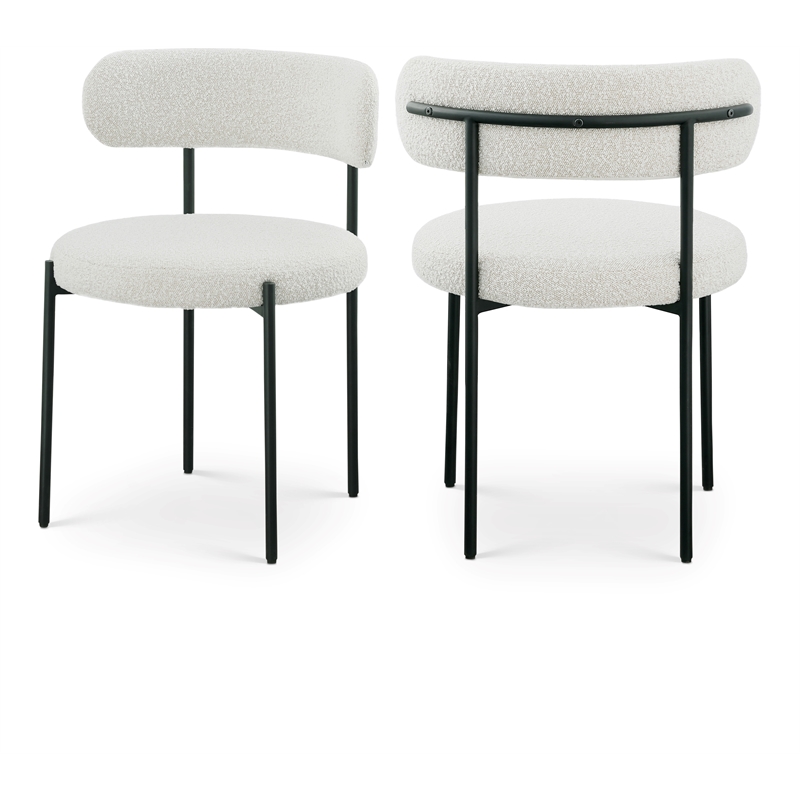 Meridian Furniture Beacon Cream Boucle Fabric Dining Chair (Set of 4)