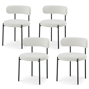 Meridian Furniture Beacon Cream Boucle Fabric Dining Chair (Set of 4)