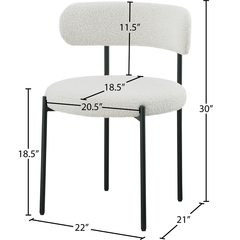 Meridian Furniture Beacon Cream Boucle Fabric Dining Chair (Set of 6)