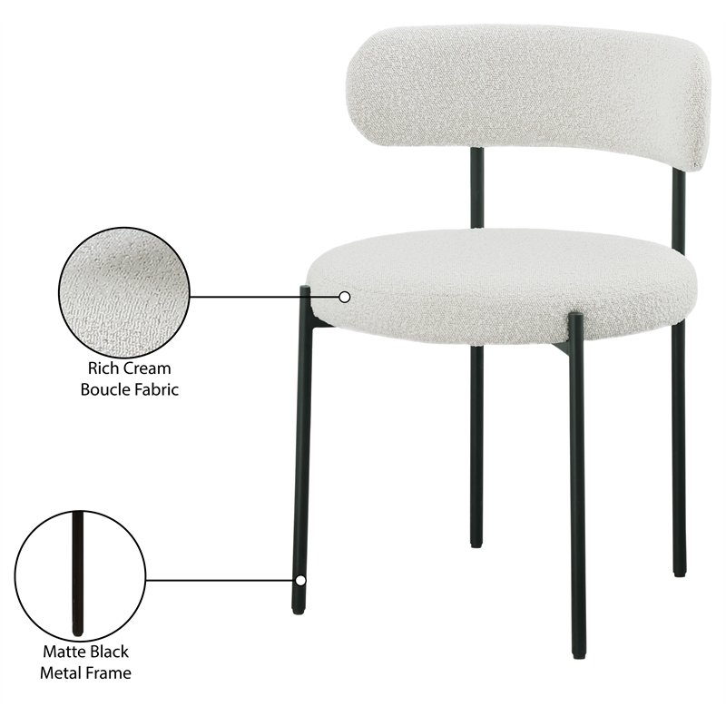 Meridian Furniture Beacon Cream Boucle Fabric Dining Chair (Set of 6)