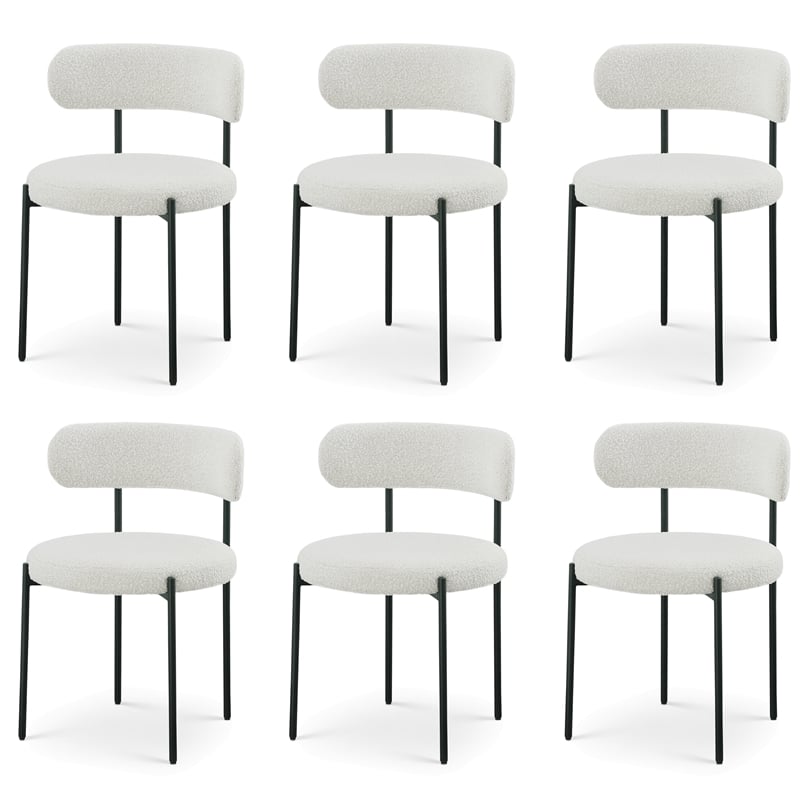 Meridian Furniture Beacon Cream Boucle Fabric Dining Chair (Set of 6)