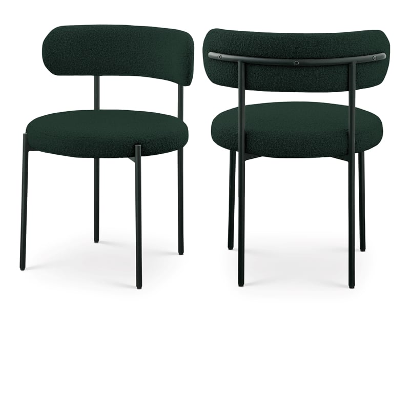 Meridian Furniture Beacon Green Boucle Fabric Dining Chair (Set of 4)