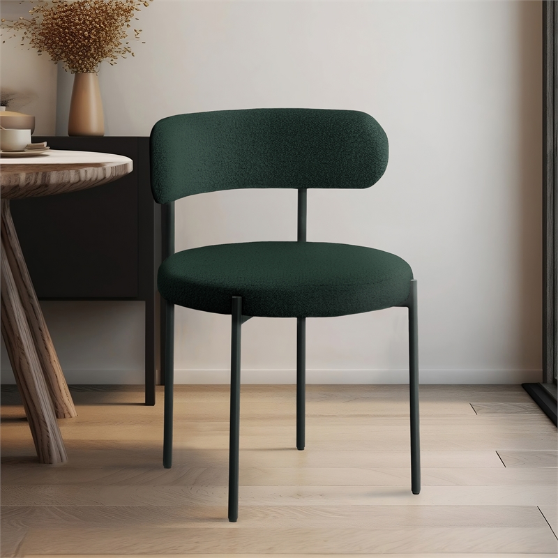 Meridian Furniture Beacon Green Boucle Fabric Dining Chair (Set of 4)
