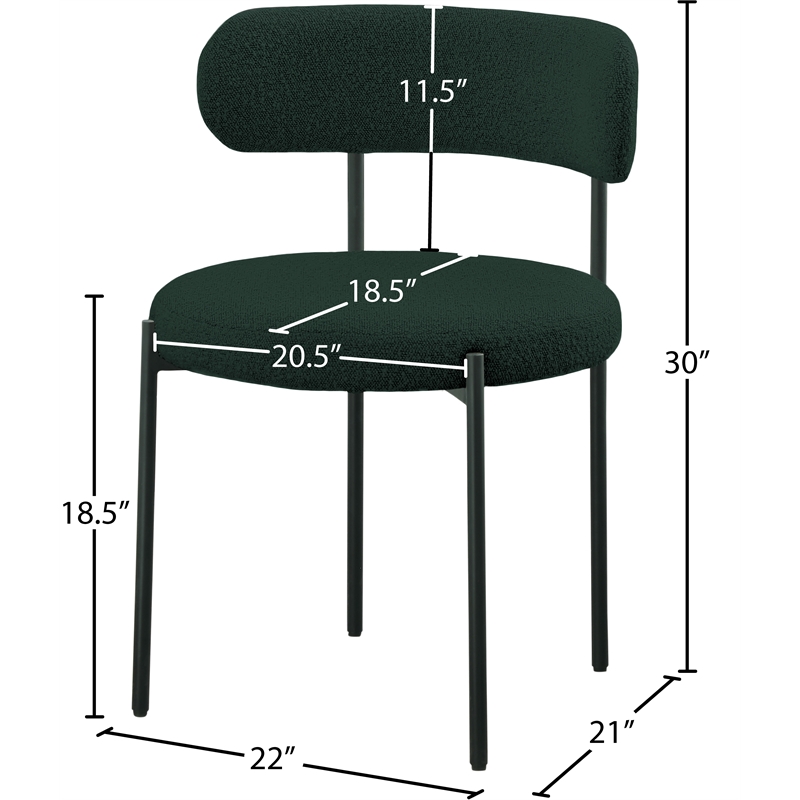 Meridian Furniture Beacon Green Boucle Fabric Dining Chair (Set of 4)