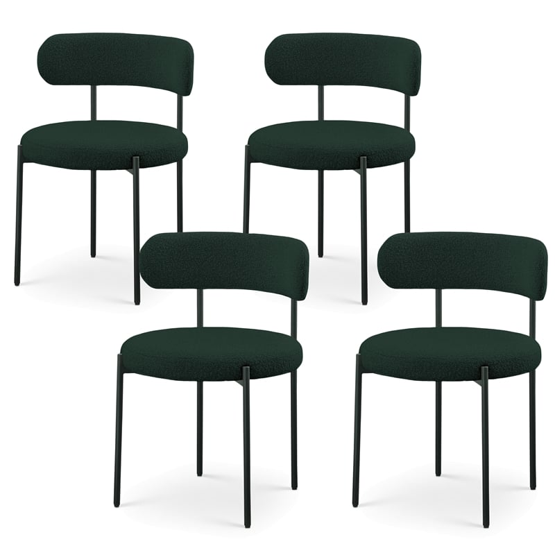 Meridian Furniture Beacon Green Boucle Fabric Dining Chair (Set of 4)
