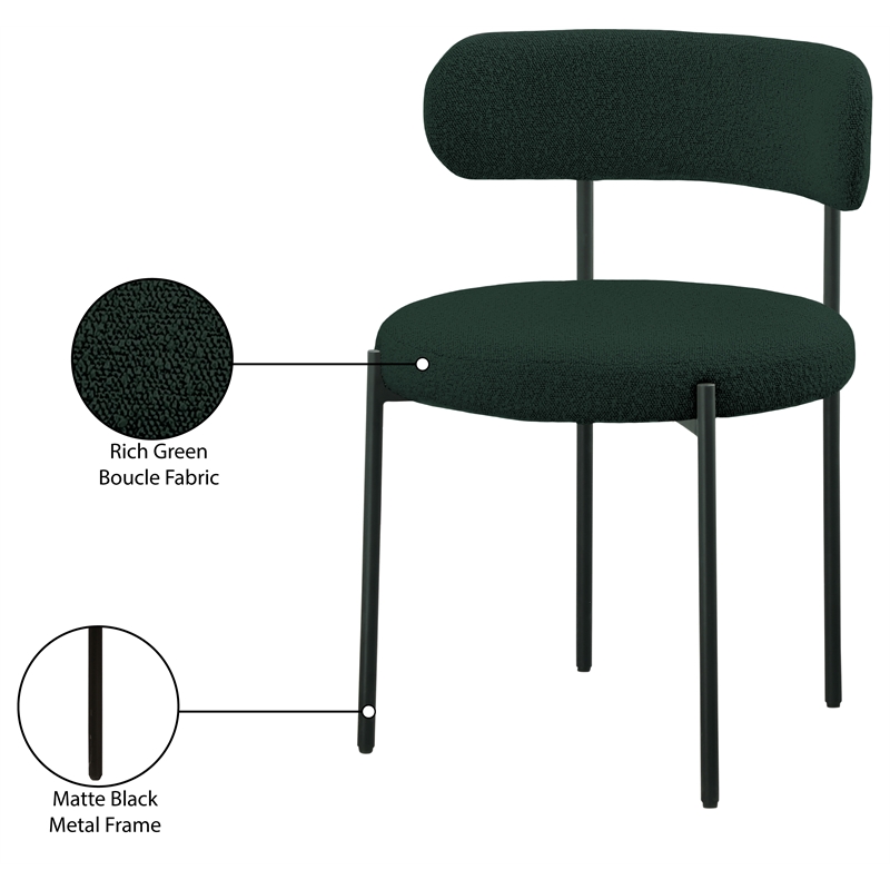 Meridian Furniture Beacon Green Boucle Fabric Dining Chair (Set of 6)