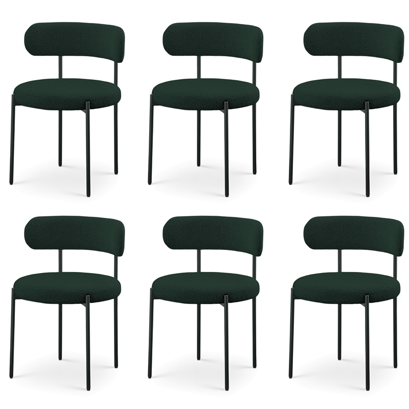 Meridian Furniture Beacon Green Boucle Fabric Dining Chair (Set of 6)