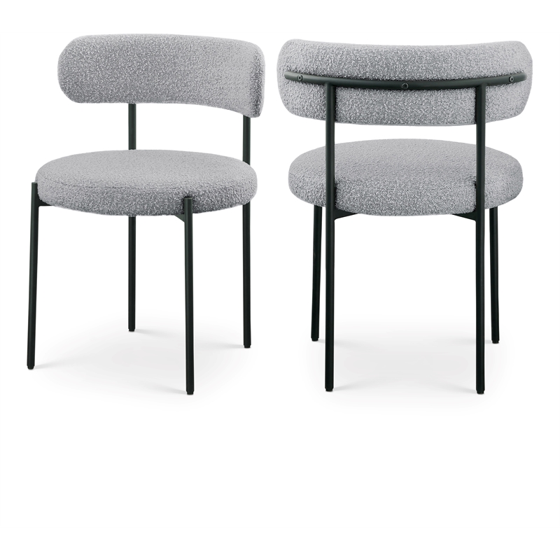 Meridian Furniture Beacon Grey Boucle Fabric Dining Chair (Set of 4)