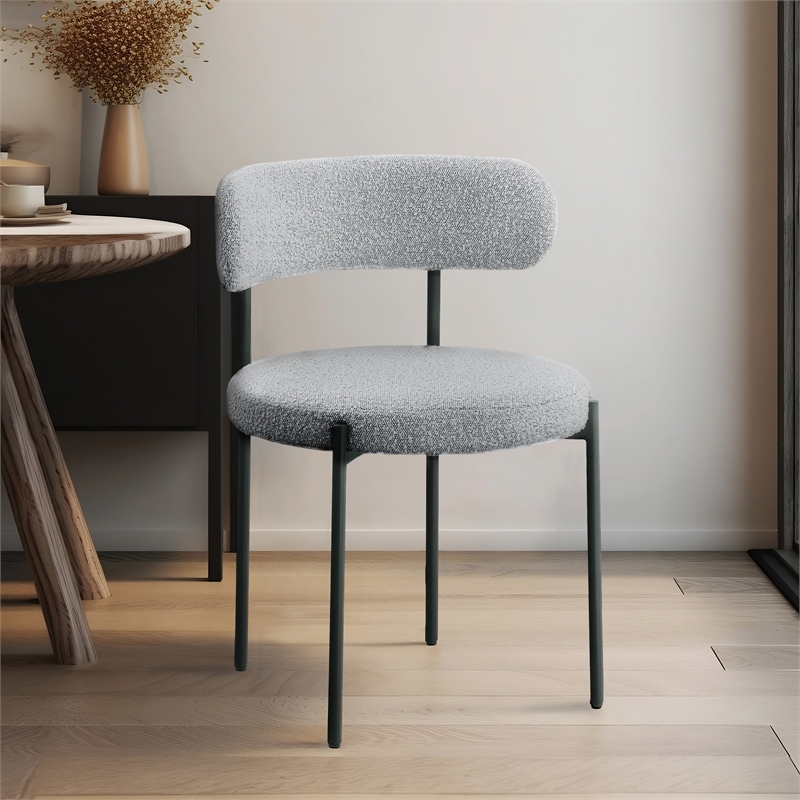 Meridian Furniture Beacon Grey Boucle Fabric Dining Chair (Set of 4)