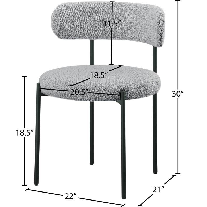 Meridian Furniture Beacon Grey Boucle Fabric Dining Chair (Set of 4)