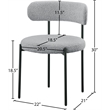 Meridian Furniture Beacon Grey Boucle Fabric Dining Chair (Set of 4)
