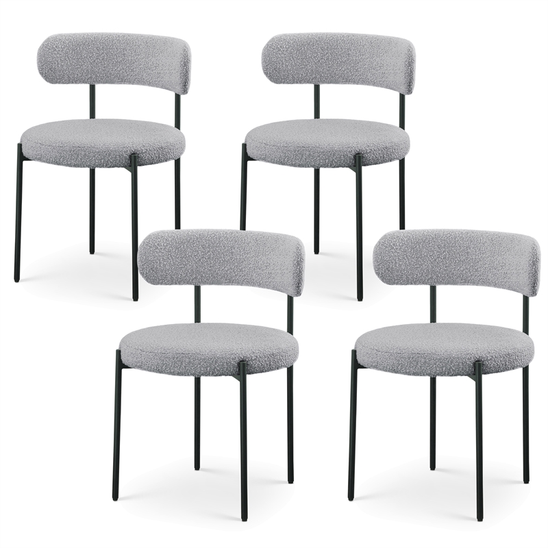 Meridian Furniture Beacon Grey Boucle Fabric Dining Chair (Set of 4)