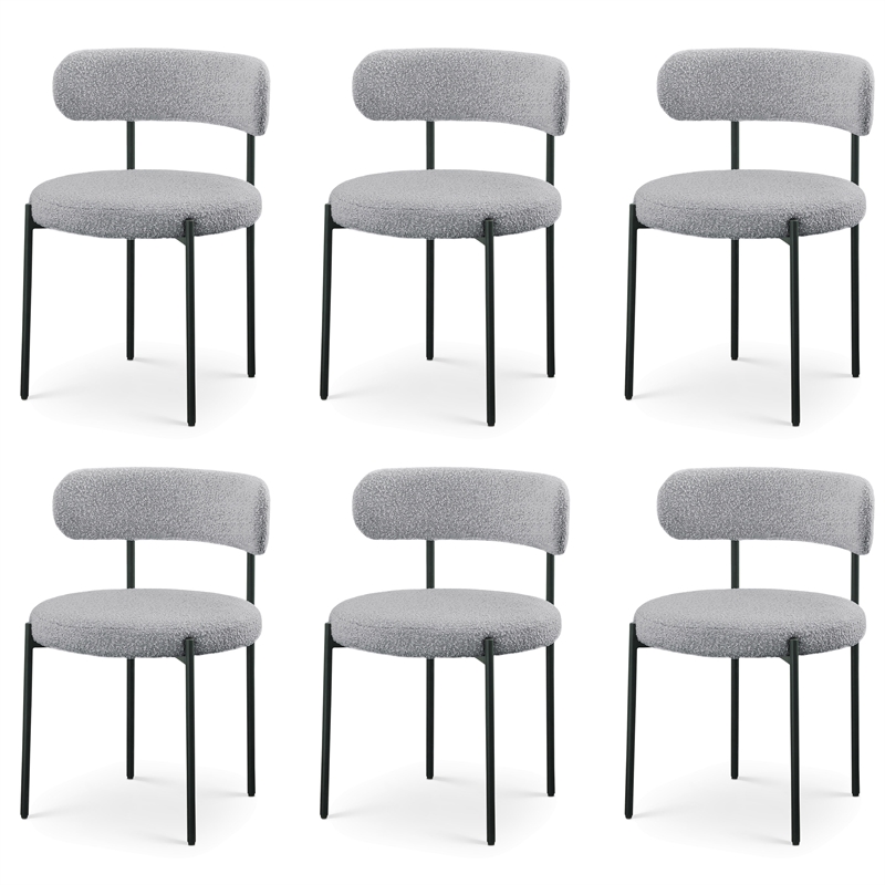 Meridian Furniture Beacon Grey Boucle Fabric Dining Chair (Set of 6)