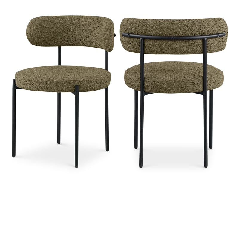 Meridian Furniture Beacon Olive Boucle Fabric Dining Chair (Set of 4)