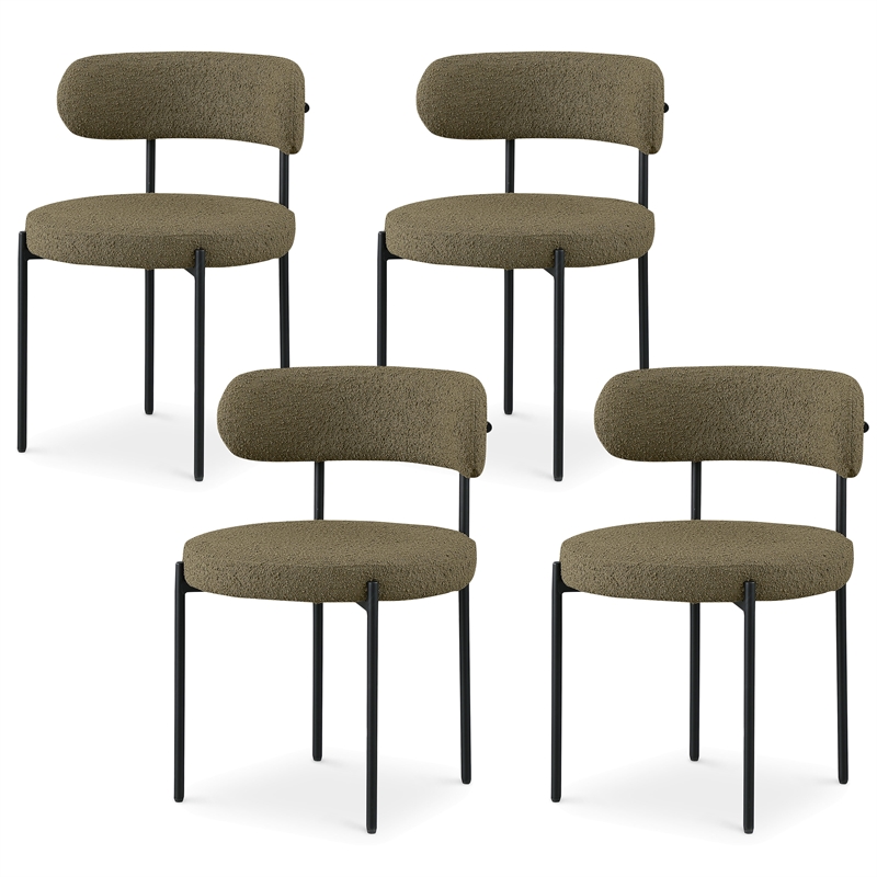 Meridian Furniture Beacon Olive Boucle Fabric Dining Chair (Set of 4)