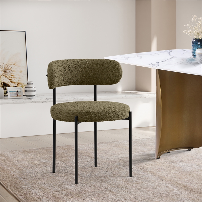 Meridian Furniture Beacon Olive Boucle Fabric Dining Chair (Set of 4)