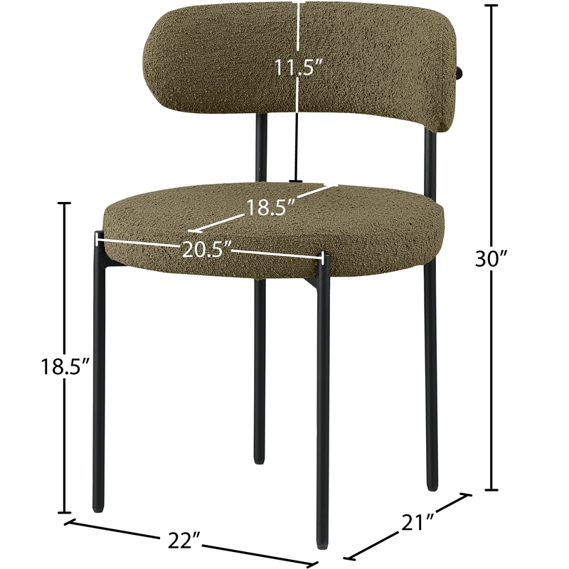 Meridian Furniture Beacon Olive Boucle Fabric Dining Chair (Set of 4)