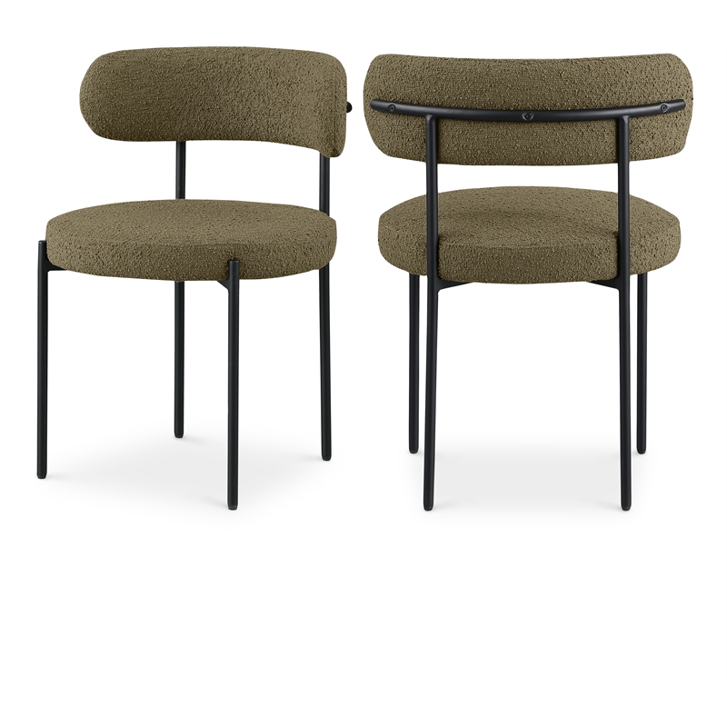 Meridian Furniture Beacon Olive Boucle Fabric Dining Chair (Set of 6)