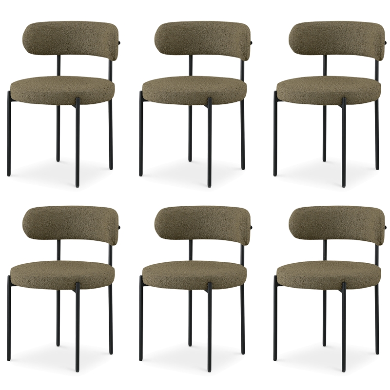 Meridian Furniture Beacon Olive Boucle Fabric Dining Chair (Set of 6)
