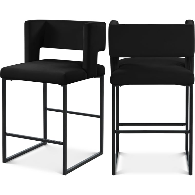 Meridian Furniture Caleb Black Velvet Counter Stool (Set of 4)