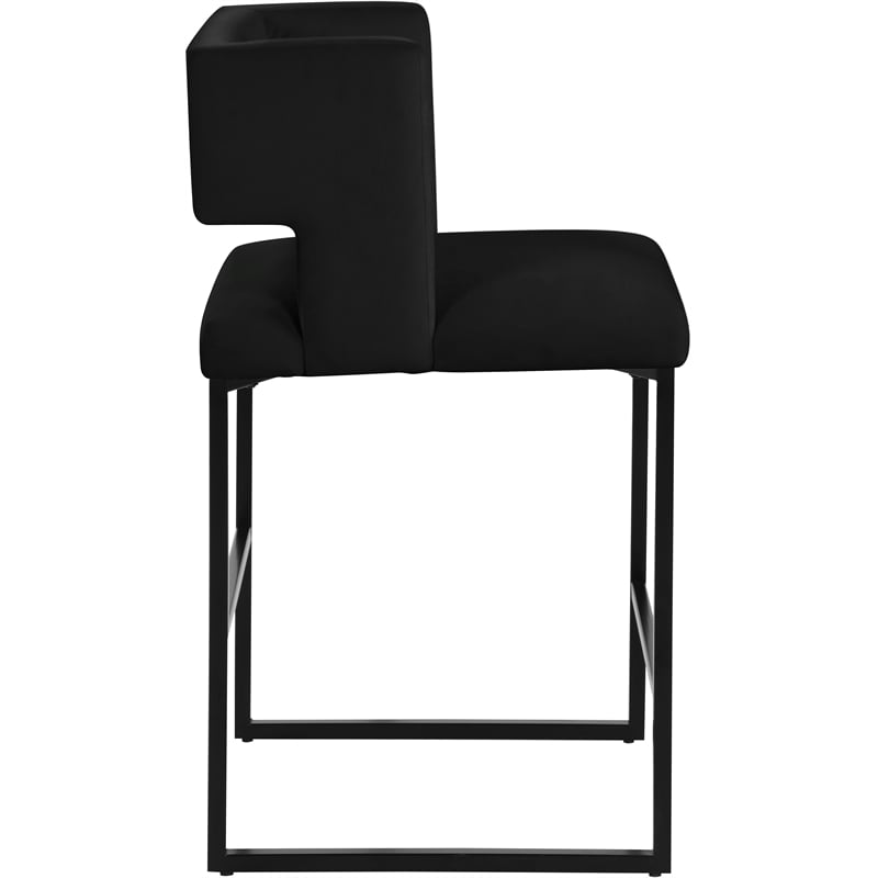 Meridian Furniture Caleb Black Velvet Counter Stool (Set of 4)