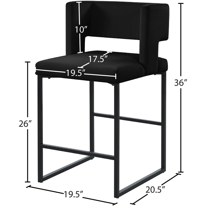 Meridian Furniture Caleb Black Velvet Counter Stool (Set of 4)