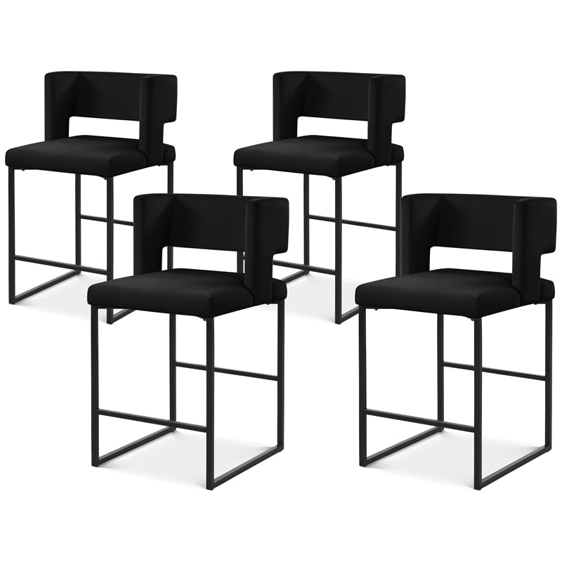Meridian Furniture Caleb Black Velvet Counter Stool (Set of 4)