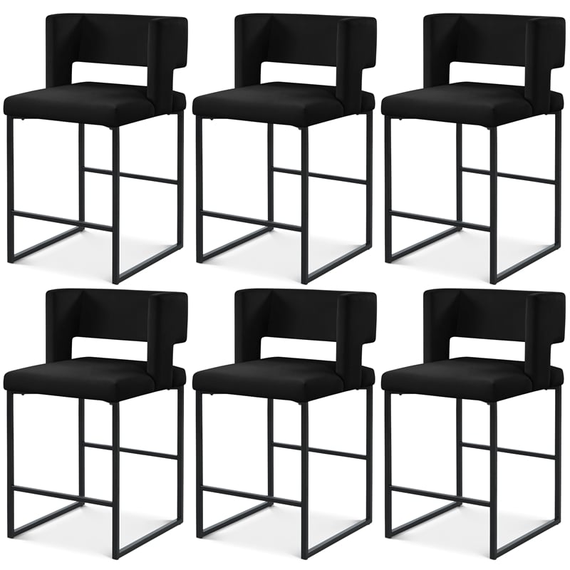 Meridian Furniture Caleb Black Velvet Counter Stool (Set of 6)