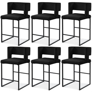 Meridian Furniture Caleb Black Velvet Counter Stool (Set of 6)
