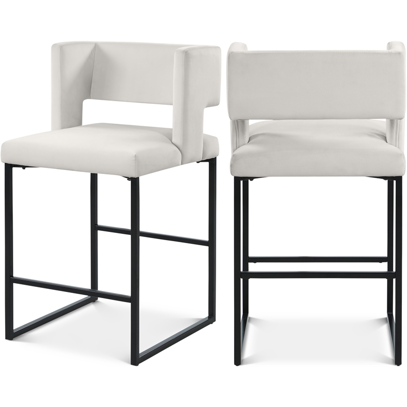 Meridian Furniture Caleb Cream Velvet Counter Stool (Set of 6)