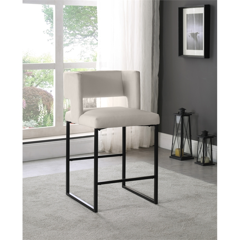 Meridian Furniture Caleb Cream Velvet Counter Stool (Set of 6)