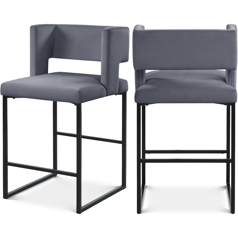 Meridian Furniture Caleb Grey Velvet Counter Stool (Set of 4)