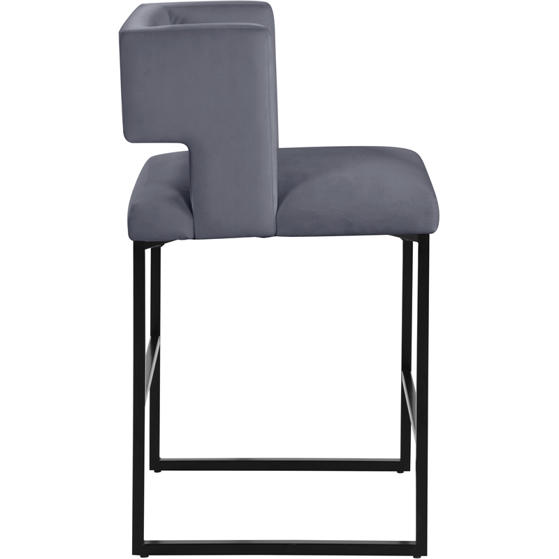Meridian Furniture Caleb Grey Velvet Counter Stool (Set of 4)