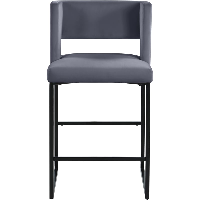 Meridian Furniture Caleb Grey Velvet Counter Stool (Set of 4)