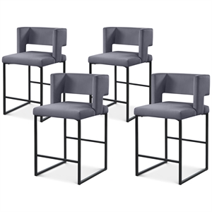 Meridian Furniture Caleb Grey Velvet Counter Stool (Set of 4)