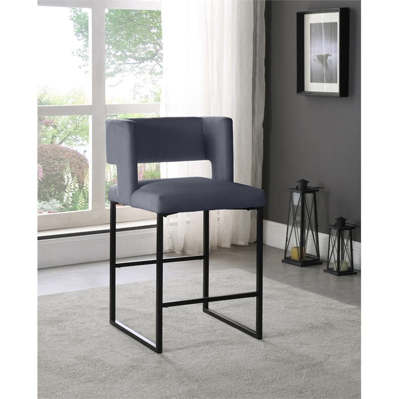 Meridian Furniture Caleb Grey Velvet Counter Stool (Set of 4)
