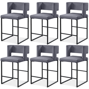 Meridian Furniture Caleb Grey Velvet Counter Stool (Set of 6)