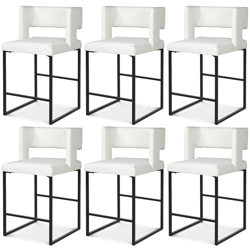 Meridian Furniture Caleb White Vegan Leather Counter Stool (Set of 6)