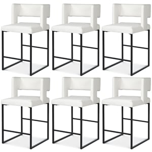 Meridian Furniture Caleb White Vegan Leather Counter Stool (Set of 6)