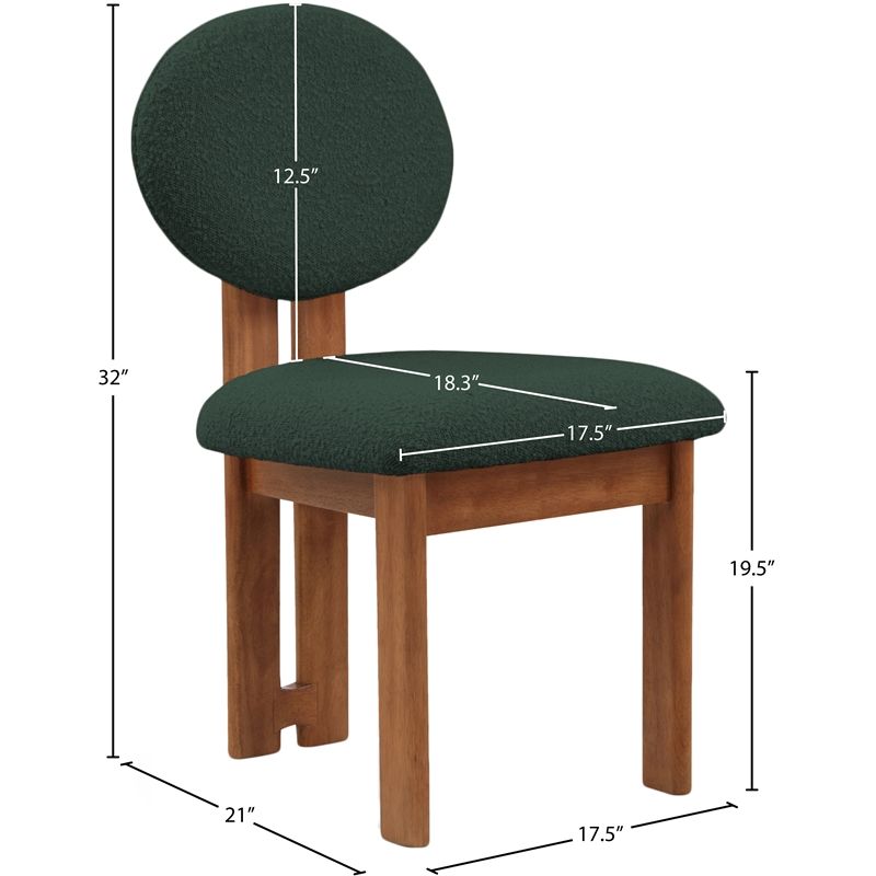 Meridian Furniture Napa Green Boucle Fabric Dining Chair (Set of 4)