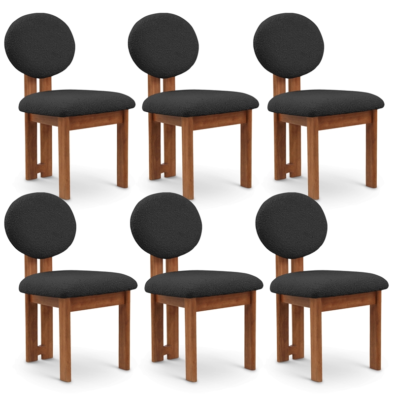 Meridian Furniture Napa Black Boucle Fabric Dining Chair (Set of 6)