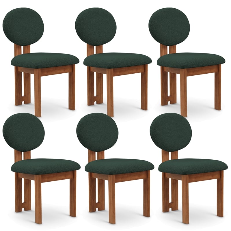 Meridian Furniture Napa Green Boucle Fabric Dining Chair (Set of 6)