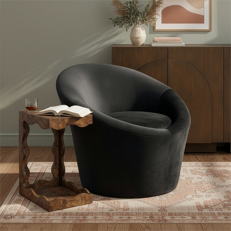 meridian furniture tristan black velvet accent chair