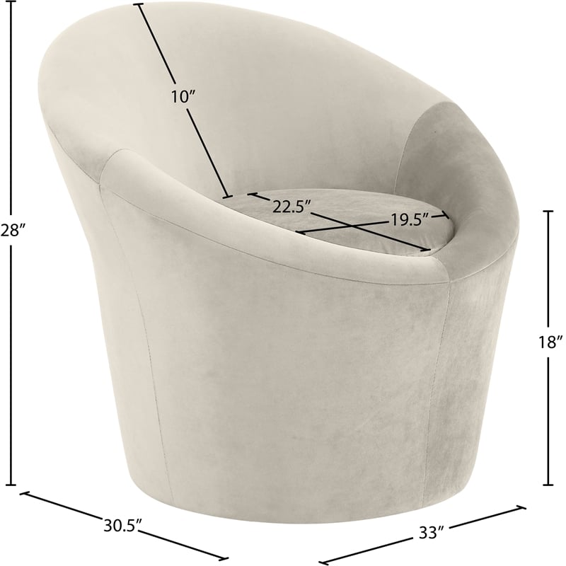 Meridian Furniture Tristan Cream Velvet Accent Chair